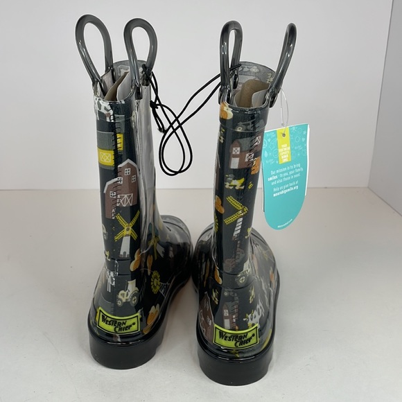 New Western Chief Toddler Boy's Tractor Barn Lighted PVC Grey Boot Size 12 - Picture 4 of 9
